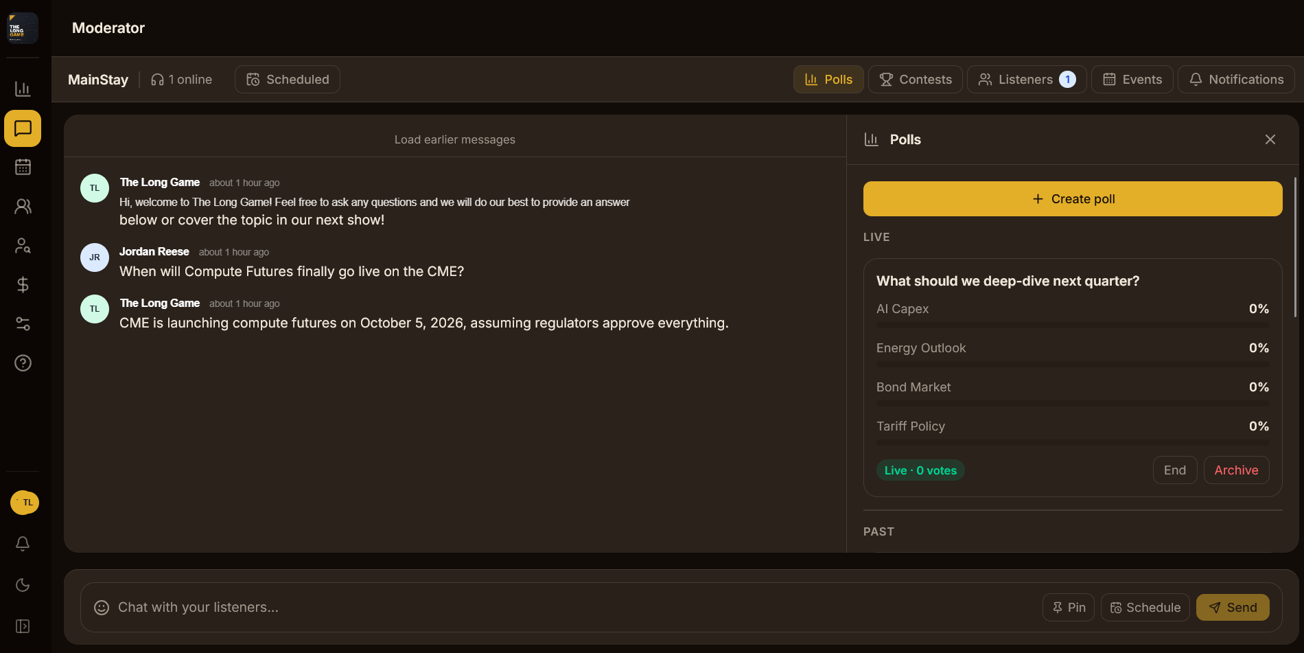 Chat moderation dashboard