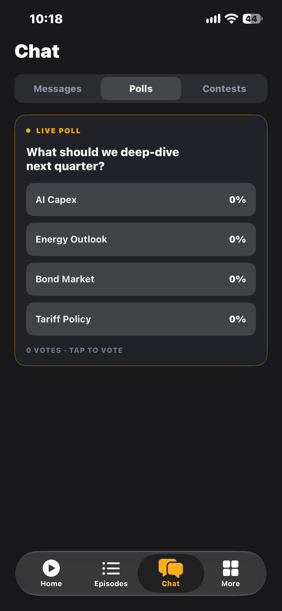 Live podcast listener poll